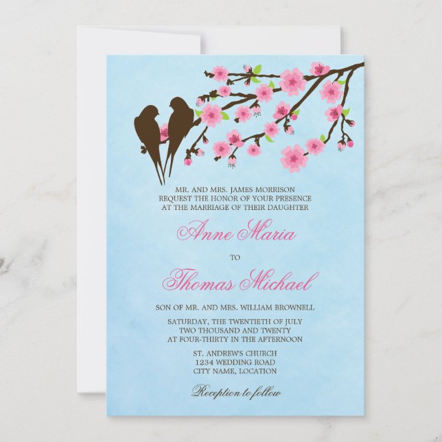 Fleurs de cerises et Faire-part de mariage Insépar (Devant)