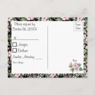 Fleurs de cerises sur carte postale RSVP Black Wed