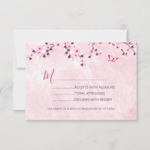Fleurs de cerisier Baby shower fille rose RSVP