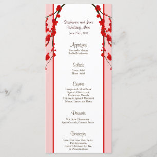 Fleurs de cerisier de rouge de 25 cartes de menu