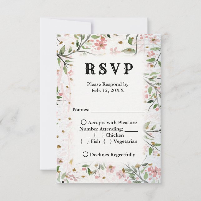 Fleurs de Cerisier Japonais Mariage RSVP (Devant)