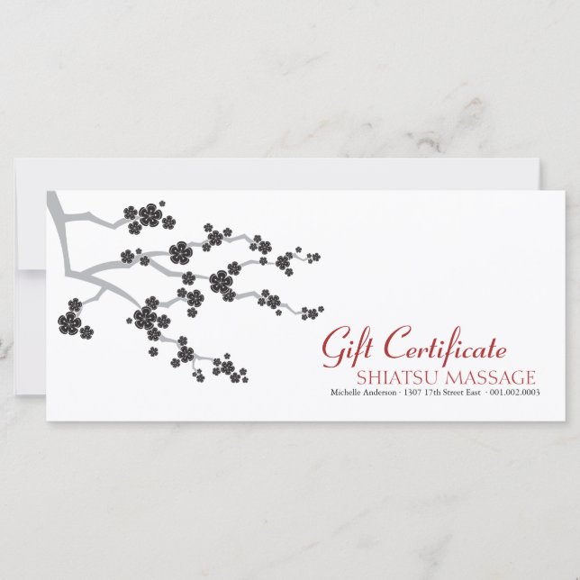 Fleurs de cerisier noir Certificat cadeau Zen (Devant)