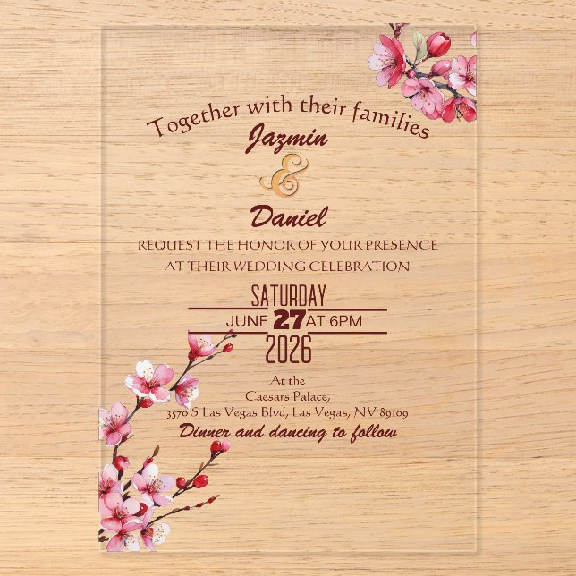 Fleurs de Cerisier Pastel Rose Clair Invitation (Recto)