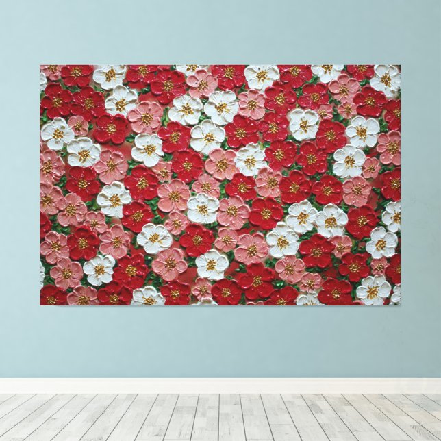 Fleurs de cerisier rouges et roses – Art mural en  (Insitu (Plancher de Bois))