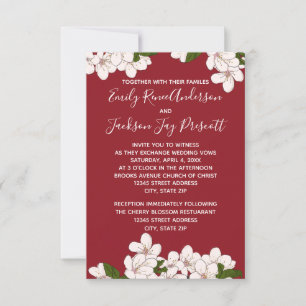 Fleurs de cerisier rouges - Invitation de mariage/