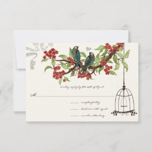 Fleurs de cerisiers Aqua Birds and Birdcage RSVP