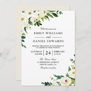 Fleurs de Champagne Blanche Elégante invitation de