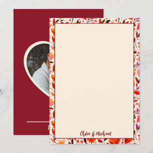 Fleurs de coeur Carte de remerciements plat