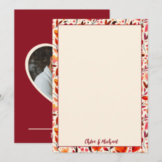 Fleurs de coeur Carte de remerciements plat