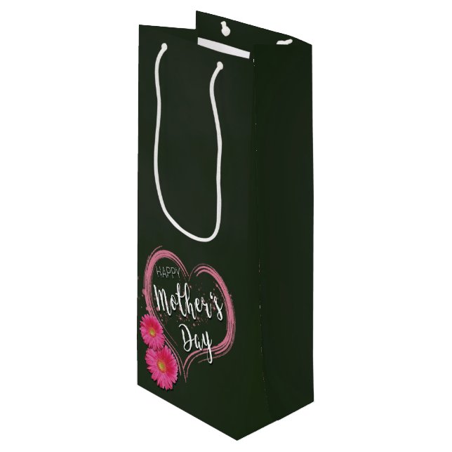 Fleurs de Coeur Rose Fête des Mères - Sac Cadeau V (Devant Angle)