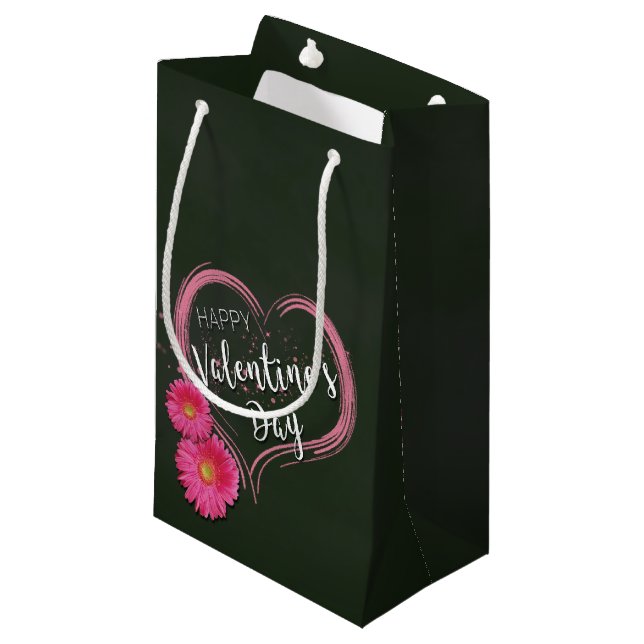 Fleurs de Coeur Rose Valentine's Day Petit sac cad (Devant Angle)