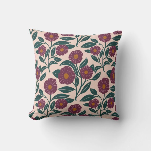 Fleurs de confiture rouge avec oreiller vert feuil (Recto)