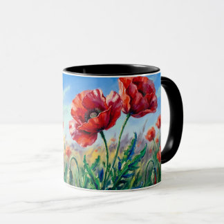 Fleurs de coquelicot rouges Mug en céramique – Hui