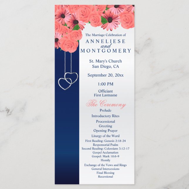 Fleurs de corail et bleu marine - Programme (Devant)