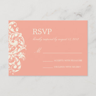 FLEURS DE CORAIL ET DE CRÈME RSVP POUR MARIAGE