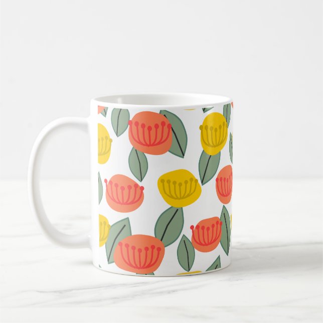 Fleurs de corail et d'or Café Mug (Gauche)