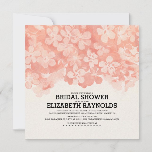 Fleurs de corail Invitations de douche nuptiale (Devant)