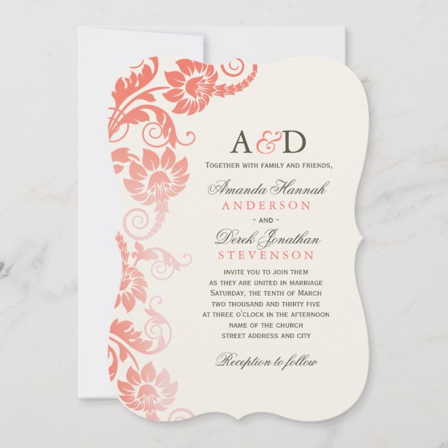 Fleurs de corail Ombre Classy Invitations de maria (Devant)