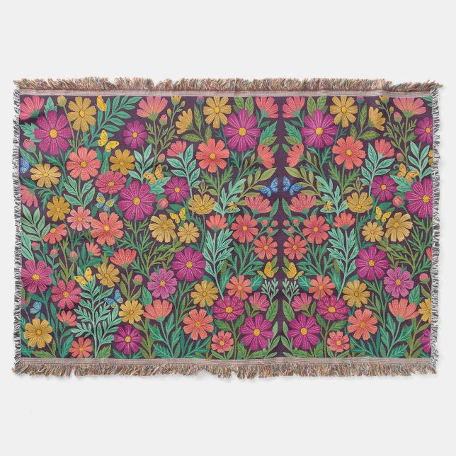 Fleurs de cosmos abstraites sur couvertures (Devant)