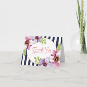 Fleurs de couleur pourpre aquarelle merci rayures