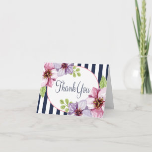 Fleurs de couleur pourpre aquarelle merci rayures 