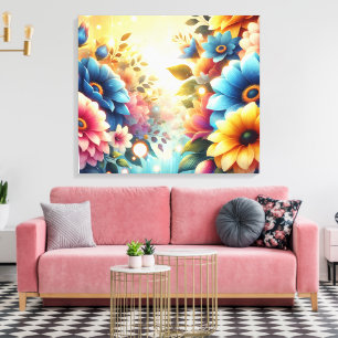 Fleurs de couleurs vives sur toile