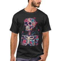 Fleurs de crâne Graphique TShirt esthétique sombre