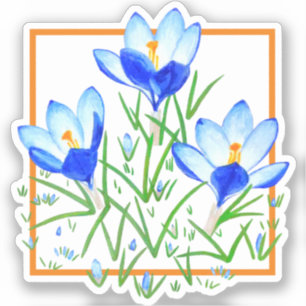 Fleurs de Crocus Bleu & Blanc Autocollants Personn