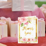 fleurs de dahlia carte photo Merci<br><div class="desc">Un carte de remerciements élégant après un anniversaire. Avec du rose contemporain, des fleurs de dahlia couleur pêche et corail, des confettis dorés et un cadre en faux or comme décoration. Arrière - plan blanc chic. À l'intérieur : Modèle pour Votre note de remerciement et nom/nom. Modèle pour Votre photo....</div>
