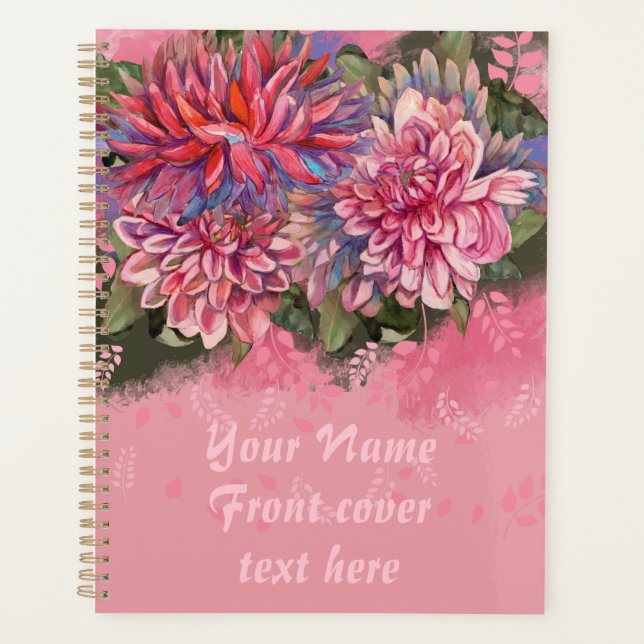 Fleurs de dahlias aquarelle rose (Devant)