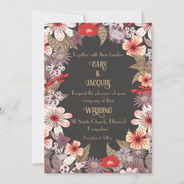 Fleurs de fantaisie - Invitation de mariage (Devant)