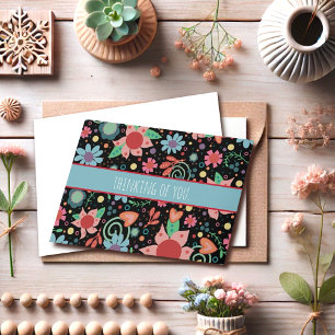 Fleurs de filles Carte pour notes d'inspirété noir