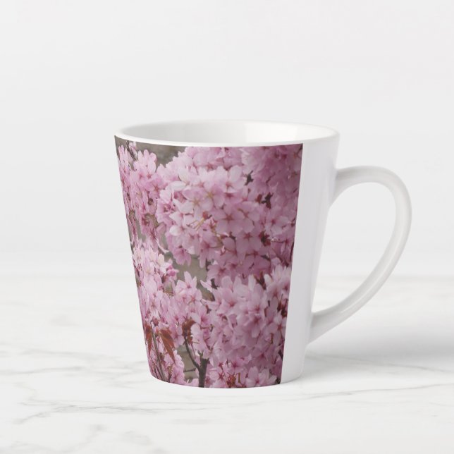 Fleurs de fleurs roses Motif Latte Mug (Droite)
