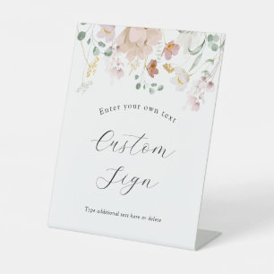 Fleurs de floraison rose Panneau texte personnalis