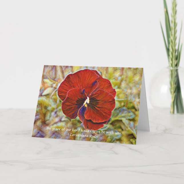 Fleurs de foi Rouge Petunia Artsy Carte de note (Devant)