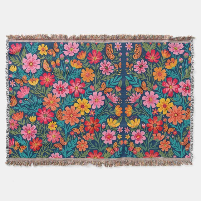 Fleurs de folk abstraites Papillons Couvertures (Devant)