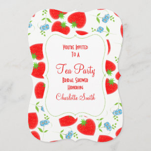 Fleurs de fraises Invitation du Tea Party modifiab