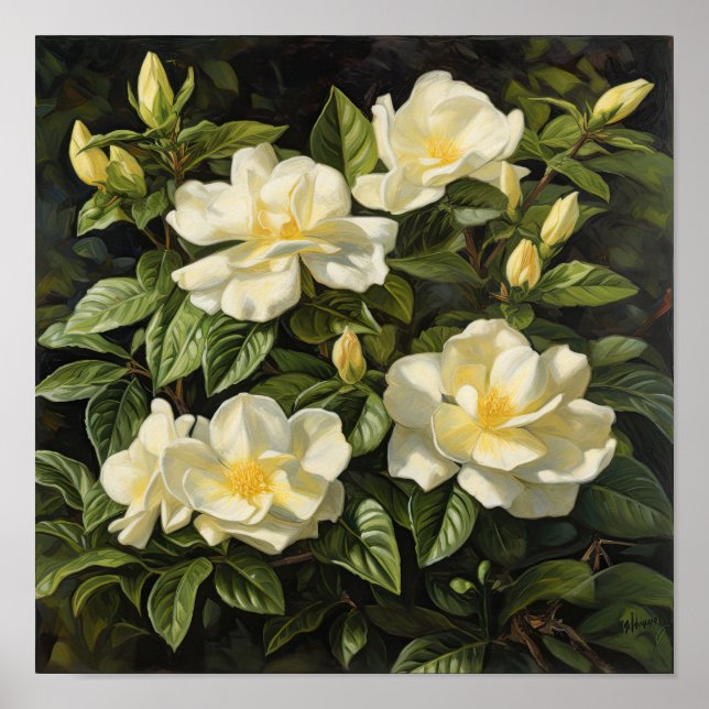 Fleurs de Gardenia Jaune Art Imprimer Poster (Devant)