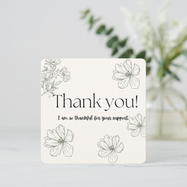 Fleurs de gratitude - Carte de remerciement minima (Debout devant)