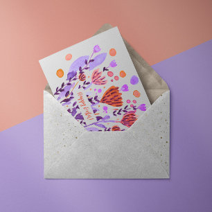 Fleurs de gribouillis rétro carte de Pâques