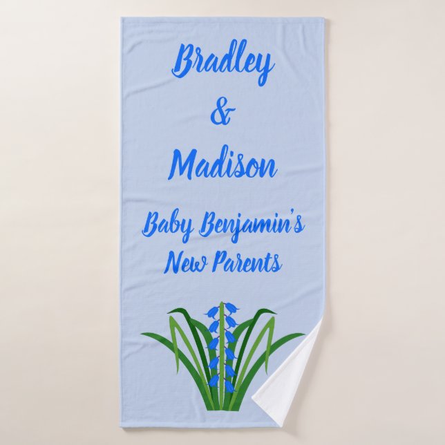 Fleurs de Jacinthe Bleu Garçon Printemps Personnal (Serviette de bain)