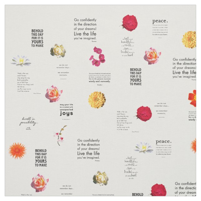 Fleurs de jardin avec devis Imprimer tissu Motif (Échantillon)