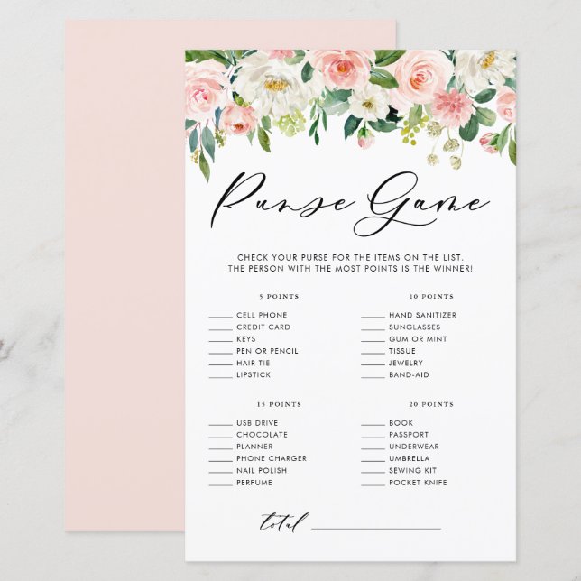 Fleurs de jardin Ce qu'il y a dans votre sac Jeu d (Devant / Derrière)