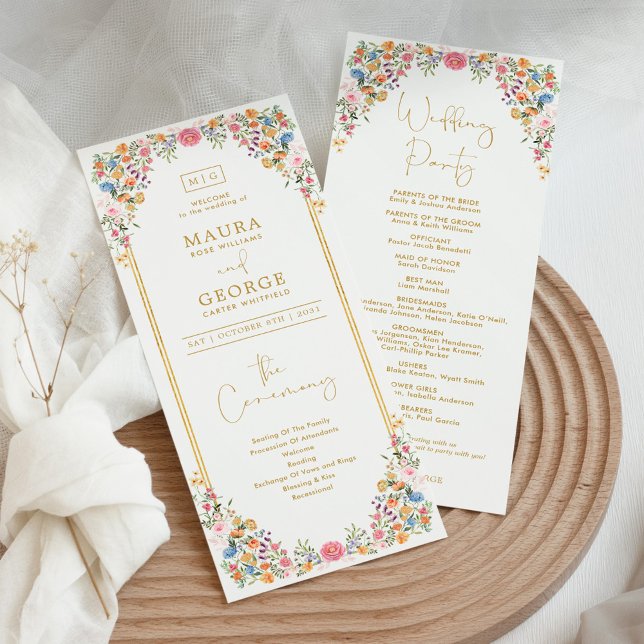 Fleurs de Jardin colorées Programme de mariage Fle (Créateur téléchargé)