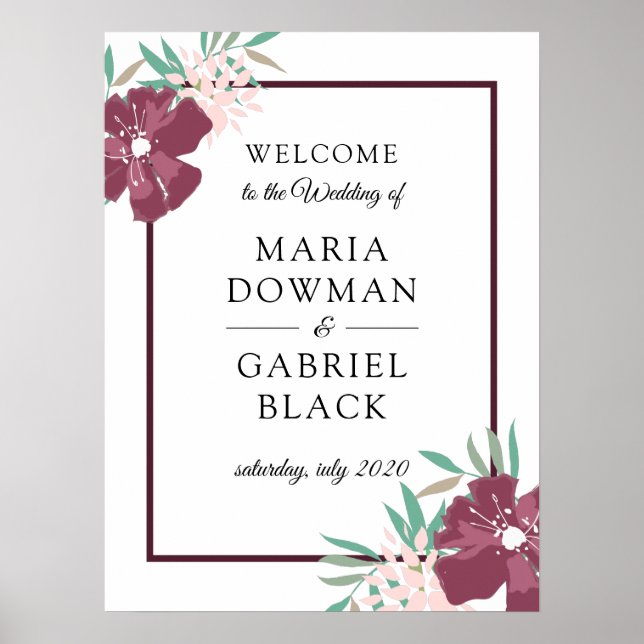 Fleurs de jardin pourpres. Affiche des signes bota (Devant)