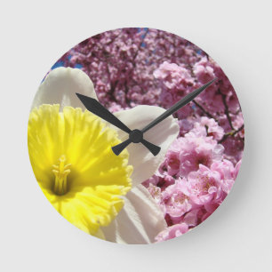 Fleurs de jonquille de printemps horloges murales