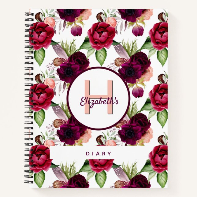 Fleurs de journal monogrammed bordeaux (Devant)