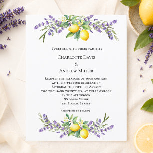 Fleurs de lavande citrons invitation de mariage