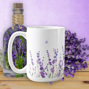 Fleurs de lavande et papillons Mug café