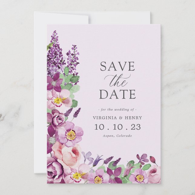 Fleurs de Lavande Faire-Part de Date de Mariage (Devant)